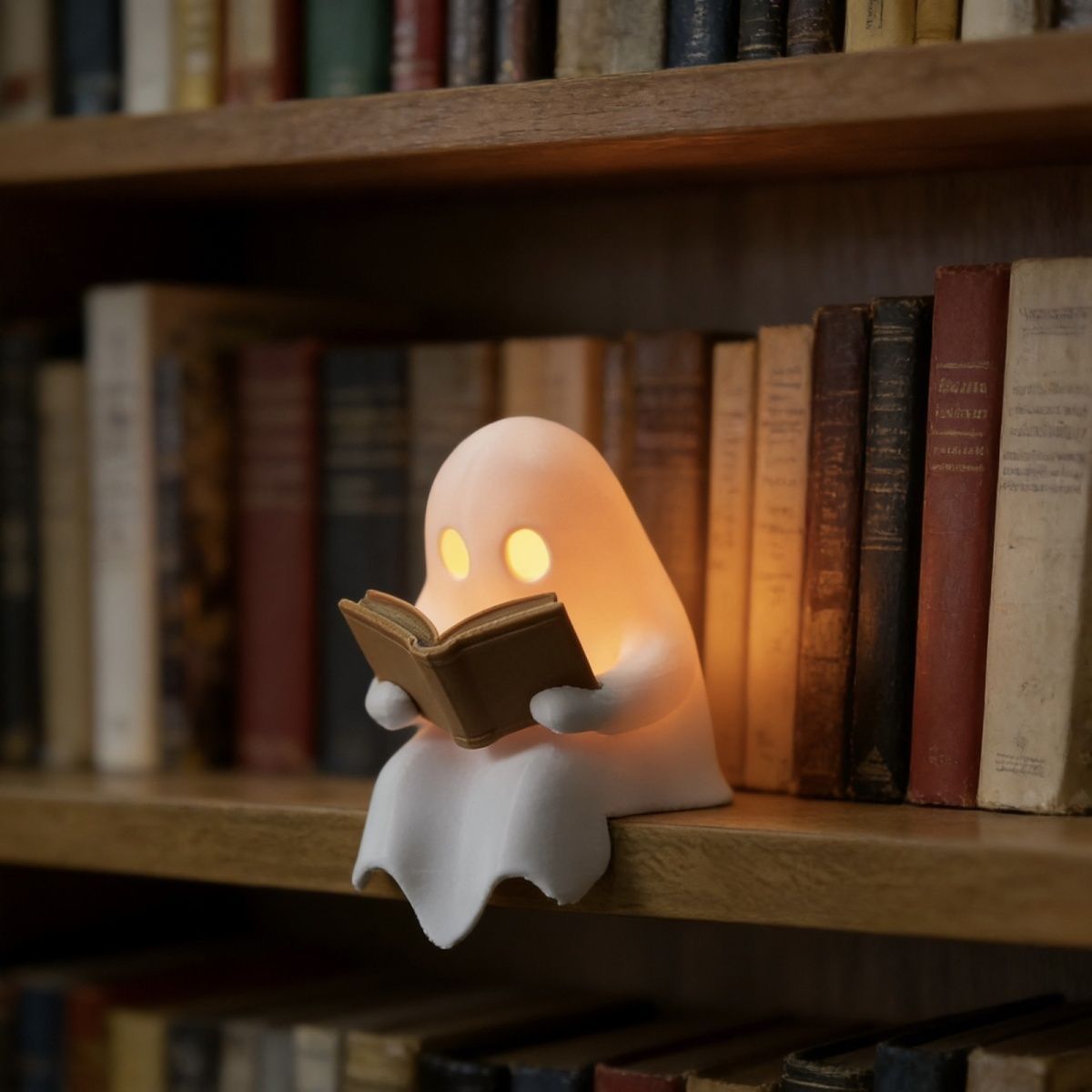 Laptop Accessories Light - โคมไฟกลางคืนรูปผีน่ารักสำหรับอ่านหนังสือ ใช้พลังงานจากแบตเตอรี่ ให้แสงอบอุ่น เหมาะสำหรับตกแต่งชั้นหนังสือ ห้องนอน โต๊ะทำงาน
