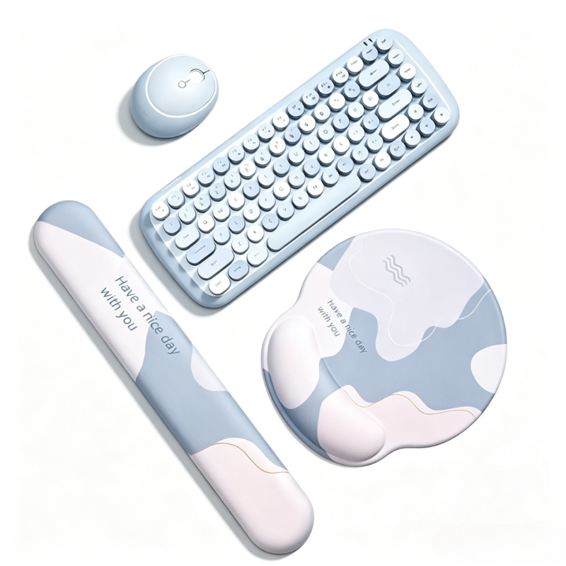 Wrist Rest Gel - แผ่นรองเมาส์ซิลิโคนพร้อมที่วางข้อมือคีย์บอร์ดชุดกันลื่นตามหลักสรีรศาสตร์รองรับมือแผ่นรองเม้าส์ 3D แผ่นรองเมาส์สำหรับเกมแล็ปท็อปงานสำนักงาน