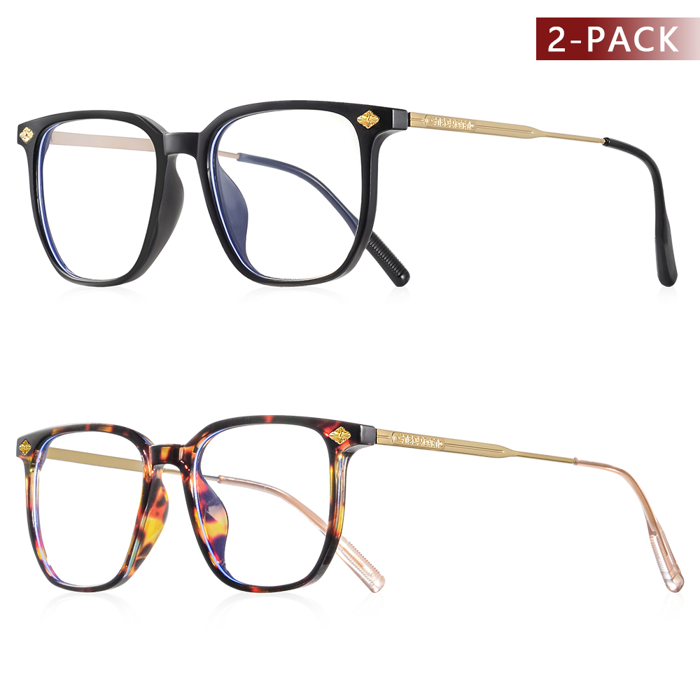 Laptop Accessories Light - CRIXALIS 2 ชิ้นคลาสสิคสแควร์แอนตี้บลูไลท์แว่นตาผู้หญิงและผู้ชายอ่านหนังสือแว่นตาแว่นตาคอมพิวเตอร์แว่นตา